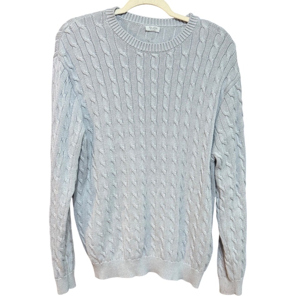 John Galt Brandy Melville Light Blue Cable Knit Crew Neck Sweater Womens‎
